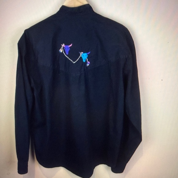 Vintage Southwest Cowgirl Western Women's Long Sleeve Black Shirt Size L - Picture 2 of 3